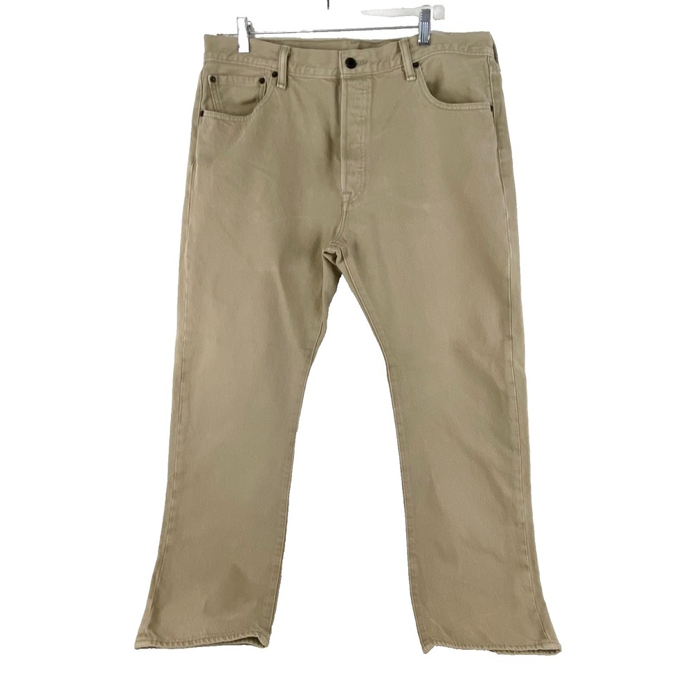 Levis 501 Jeans Mens 36x30 Khaki Denim Straight Leg Button Fly Pants Orig. Fit